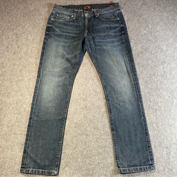 GCW 100% Cotton Selvedge Jeans Men’s Sz 30 Medium Wash Straight Leg Made In USA